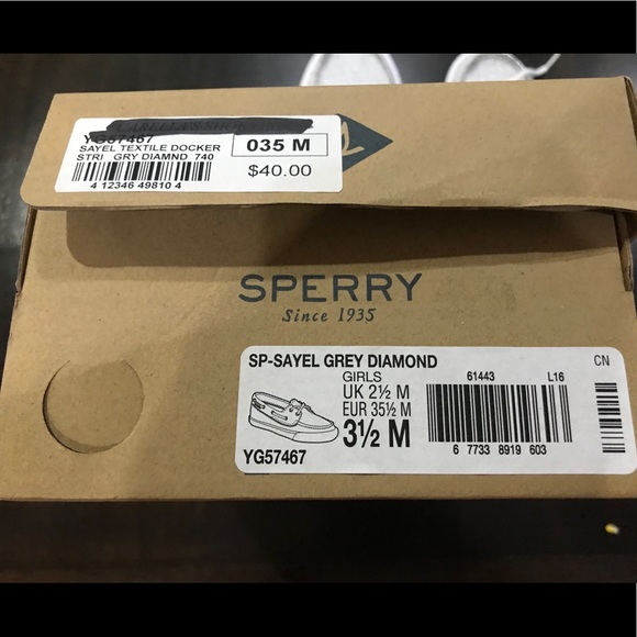 Sperry Top Sider Girls Sayel Grey Diamond Size 3.5 - Picture 8 of 8